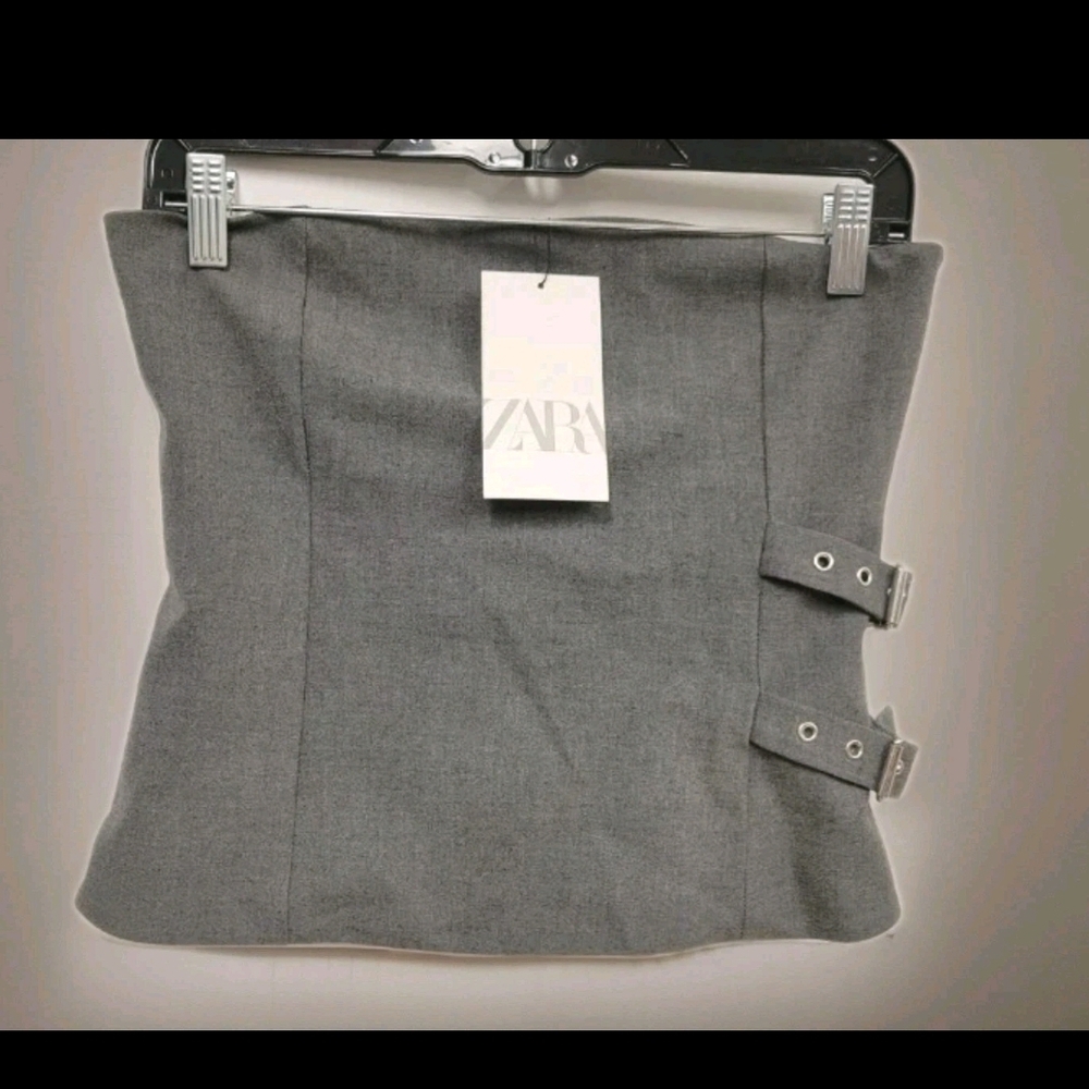 ZARACharcoal Classical Strapless Bustier with Buckle Detail (NWT)